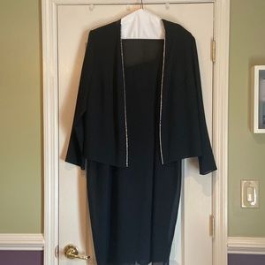 Black Sleeveless Sheath Dress with rhinestone lined sheer matching jacket